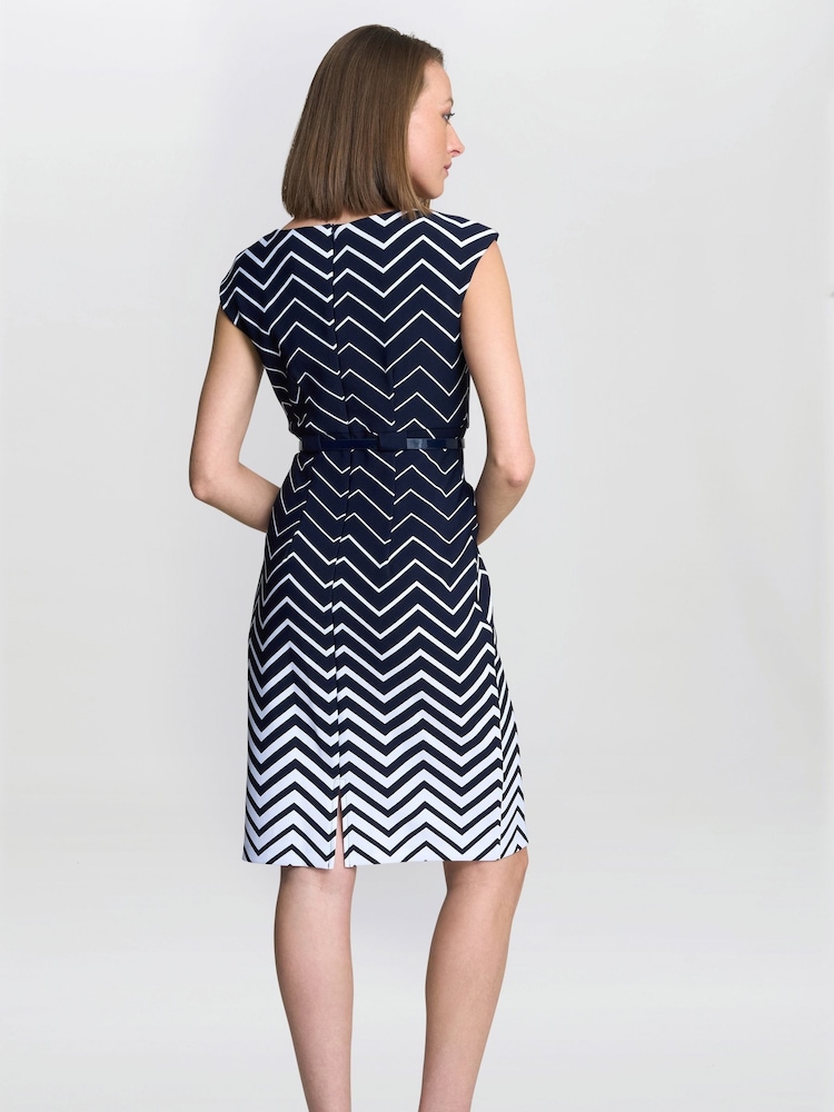Gina Bacconi Blue Minnie Abstract Print Dress - Image 2 of 5