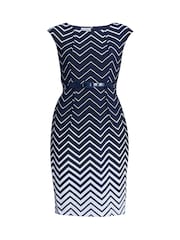 Gina Bacconi Blue Minnie Abstract Print Dress - Image 5 of 5