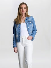 Gina Bacconi Blue Chantel Embelished Denim Jacket - Image 1 of 5