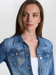 Gina Bacconi Blue Chantel Embelished Denim Jacket - Image 4 of 5