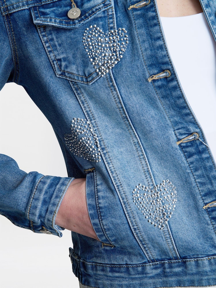 Gina Bacconi Blue Chantel Embelished Denim Jacket - Image 5 of 5