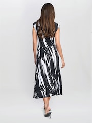 Gina Bacconi Lucia Abstract Print Black Dress - Image 2 of 6