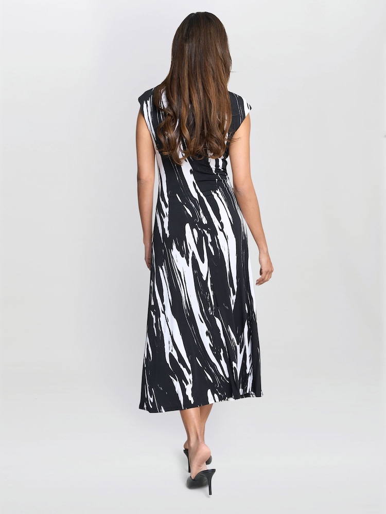 Gina Bacconi Lucia Abstract Print Black Dress - Image 2 of 6