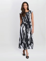 Gina Bacconi Lucia Abstract Print Black Dress - Image 4 of 6