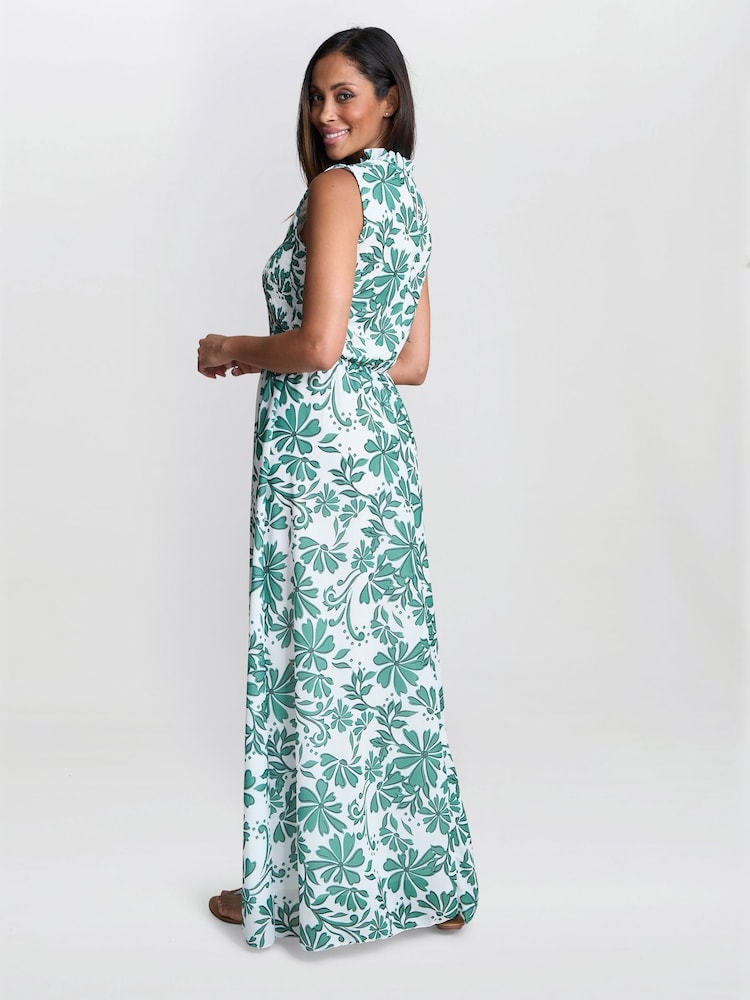 Gina Bacconi Green Roxanna Sleeveless Shired Top Dress - Image 2 of 6