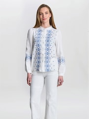 Gina Bacconi Clare Cotton Muslin Embroidered White Shirt - Image 1 of 6
