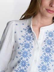 Gina Bacconi Clare Cotton Muslin Embroidered White Shirt - Image 4 of 6