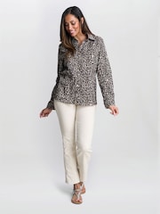 Gina Bacconi Cilla Leopard Print Cotton Brown Shirt - Image 1 of 6