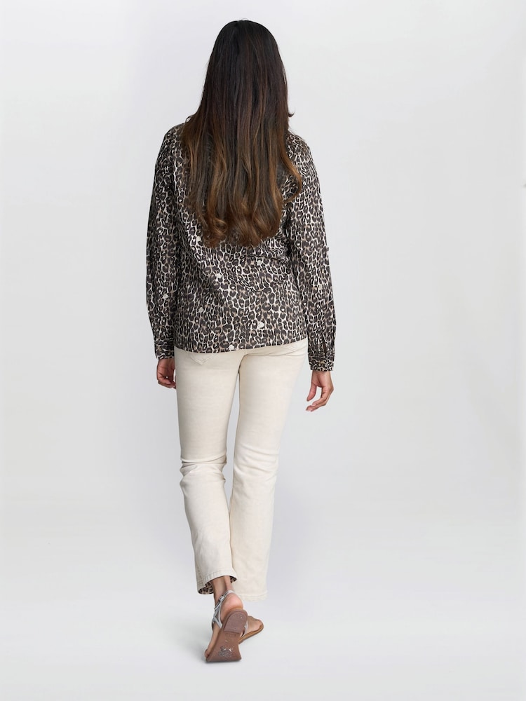 Gina Bacconi Cilla Leopard Print Cotton Brown Shirt - Image 2 of 6