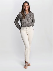 Gina Bacconi Cilla Leopard Print Cotton Brown Shirt - Image 3 of 6