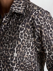 Gina Bacconi Cilla Leopard Print Cotton Brown Shirt - Image 4 of 6