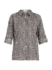 Gina Bacconi Cilla Leopard Print Cotton Brown Shirt - Image 6 of 6