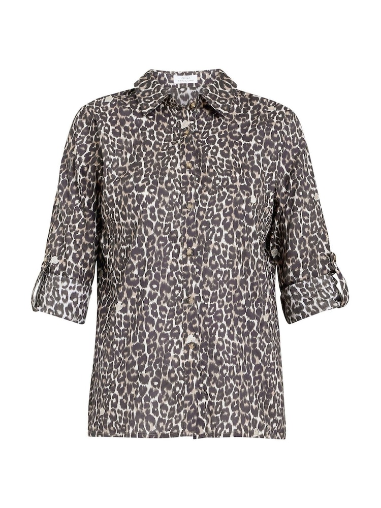 Gina Bacconi Cilla Leopard Print Cotton Brown Shirt - Image 6 of 6 Gina Bacconi Cilla Leopard Print Cotton Brown Shirt - Image 6 of 6