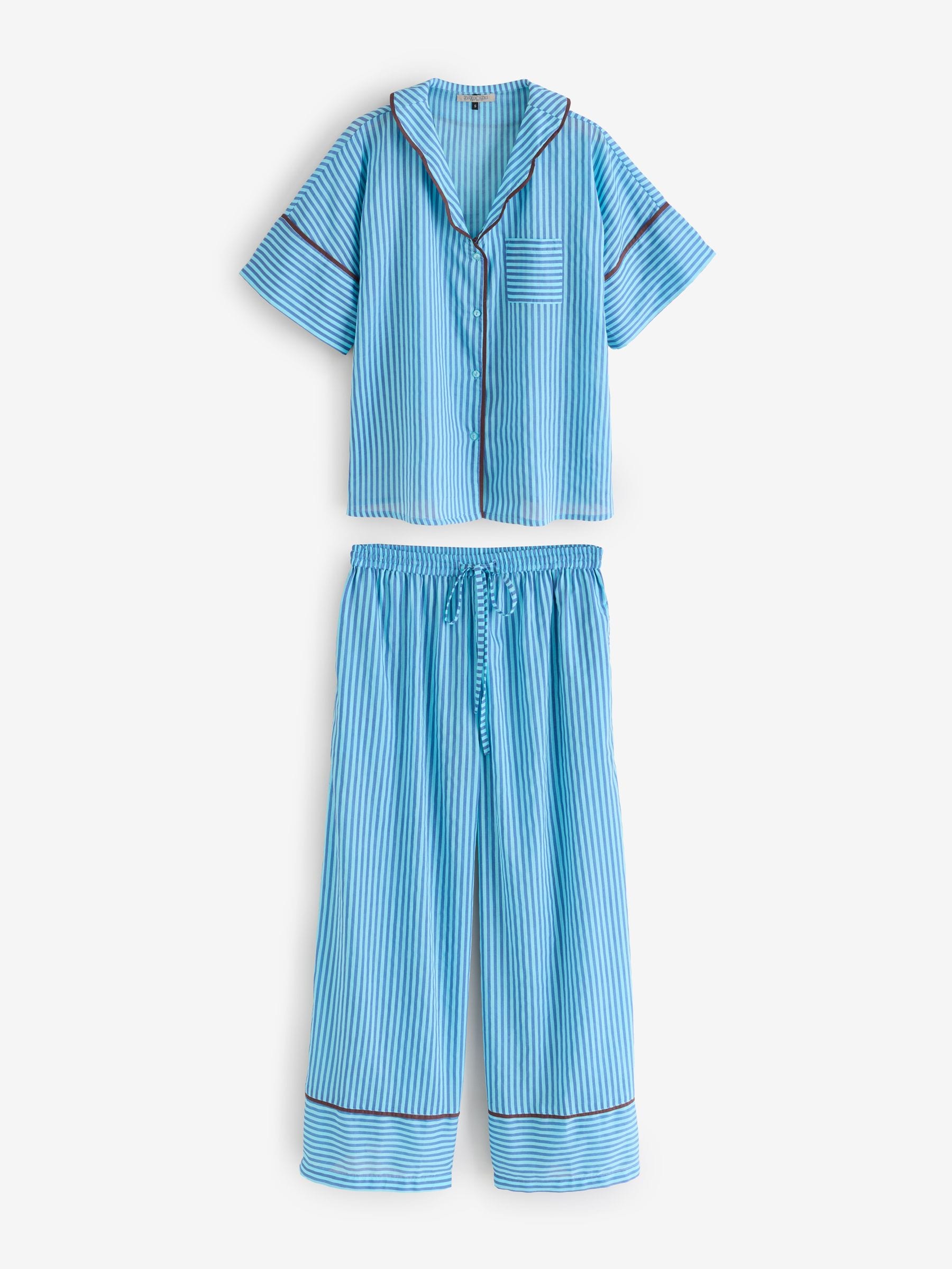 Buy Their Nibs Blue Skinny Stripe Cotton Voile Oversized