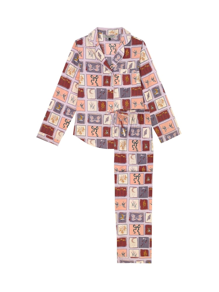 Their Nibs Pink Multi Stamp Collection Cotton Poplin Traditional Pyjamas Set - Image 5 of 5 Their Nibs Pink Multi Stamp Collection Cotton Poplin Traditional Pyjamas Set - Image 5 of 5