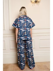 Their Nibs Navy Blue Lucky Love Cotton Voile Oversized Long Pyjamas Set - Image 2 of 5