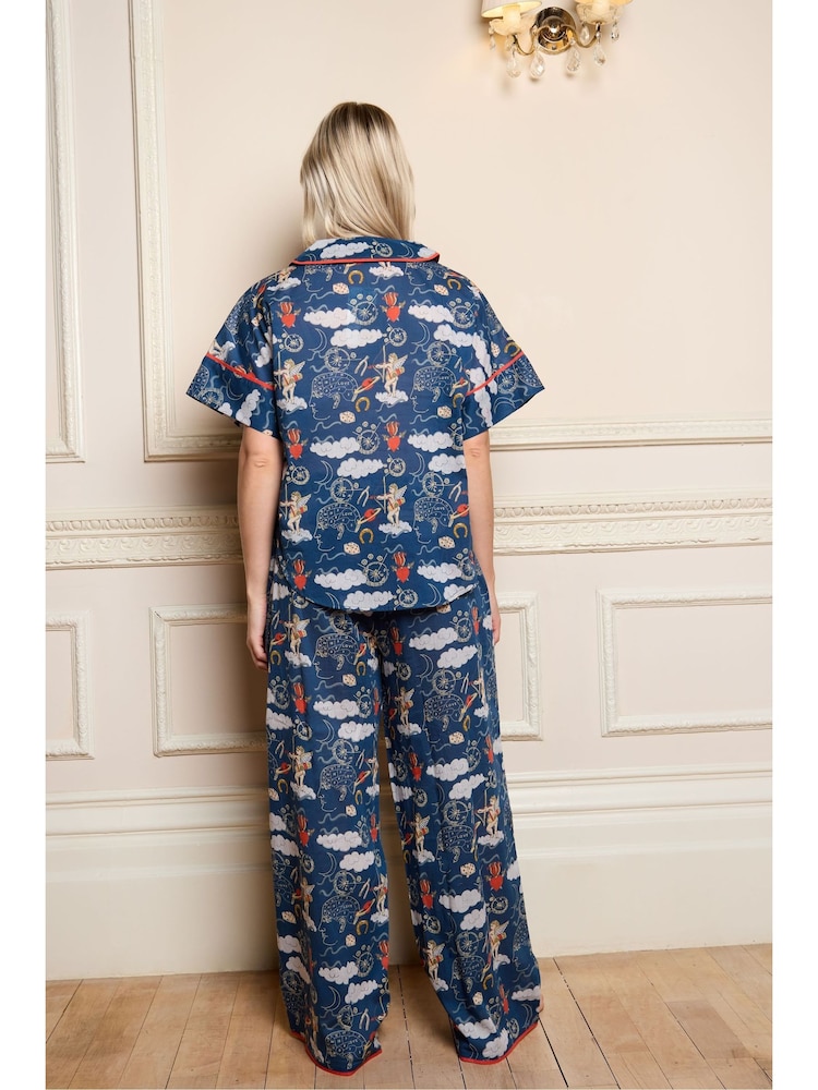 Their Nibs Navy Blue Lucky Love Cotton Voile Oversized Long Pyjamas Set - Image 2 of 5