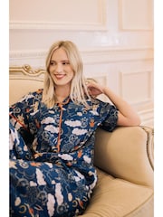 Their Nibs Navy Blue Lucky Love Cotton Voile Oversized Long Pyjamas Set - Image 4 of 5