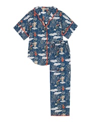 Their Nibs Navy Blue Lucky Love Cotton Voile Oversized Long Pyjamas Set - Image 5 of 5