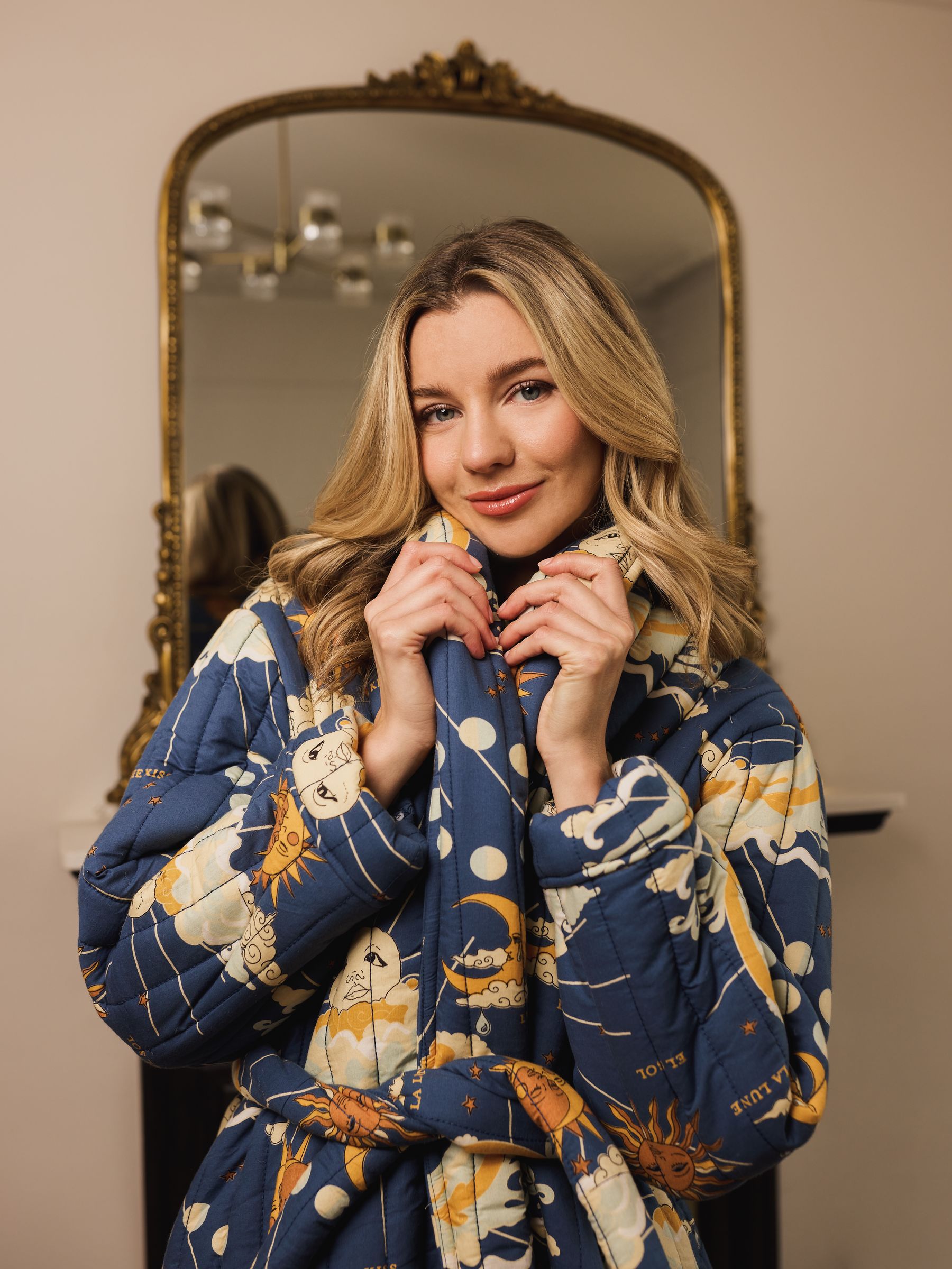 Buy Their Nibs Navy Cream La Luna Cotton Quilted Robe from Next Canada