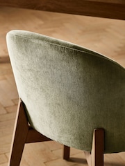 Set of 2 Relaxed Chenille Light Olive Green Preston Mid Wood Leg Dining Chairs - Image 2 of 5