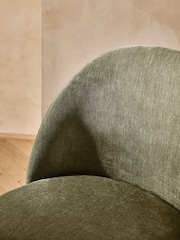 Set of 2 Relaxed Chenille Light Olive Green Preston Mid Wood Leg Dining Chairs - Image 4 of 5