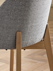 Set of 2 Tweedy Plain Mid Grey Preston Light Wood Leg Dining Chairs - Image 4 of 5