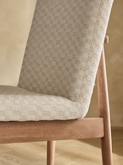 Set of 2 Woven Checkerboard Light Natural Atlas Mid Wood Leg Dining Chairs - Image 2 of 7