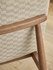 Set of 2 Woven Checkerboard Light Natural Atlas Mid Wood Leg Dining Chairs - Image 3 of 7