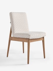 Set of 2 Woven Checkerboard Light Natural Atlas Mid Wood Leg Dining Chairs - Image 4 of 7