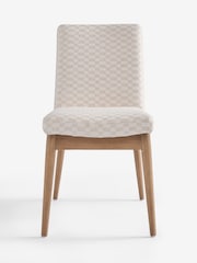 Set of 2 Woven Checkerboard Light Natural Atlas Mid Wood Leg Dining Chairs - Image 5 of 7