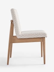 Set of 2 Woven Checkerboard Light Natural Atlas Mid Wood Leg Dining Chairs - Image 6 of 7