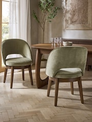 Set of 2 Relaxed Chenille Light Olive Green Monroe Dining Chairs - Image 1 of 8