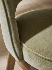 Set of 2 Relaxed Chenille Light Olive Green Monroe Dining Chairs - Image 3 of 8