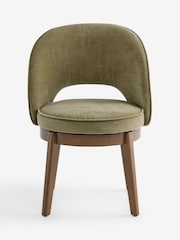 Set of 2 Relaxed Chenille Light Olive Green Monroe Dining Chairs - Image 4 of 8