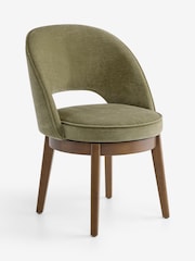 Set of 2 Relaxed Chenille Light Olive Green Monroe Dining Chairs - Image 5 of 8