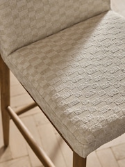 Woven Checkerboard Light Natural Atlas Light Oak Effect Leg Fixed Height Bar Stool - Image 2 of 7