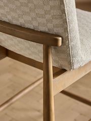 Woven Checkerboard Light Natural Atlas Light Oak Effect Leg Fixed Height Bar Stool - Image 3 of 7