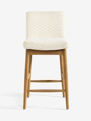 Woven Checkerboard Light Natural Atlas Light Oak Effect Leg Fixed Height Bar Stool - Image 4 of 7