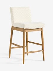 Woven Checkerboard Light Natural Atlas Light Oak Effect Leg Fixed Height Bar Stool - Image 5 of 7