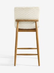 Woven Checkerboard Light Natural Atlas Light Oak Effect Leg Fixed Height Bar Stool - Image 8 of 9