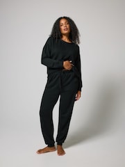 LOVALL Black Luxe High Waisted Lounge Joggers - Image 3 of 5