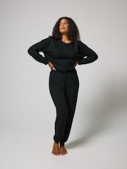 LOVALL Black Luxe High Waisted Lounge Joggers - Image 4 of 5