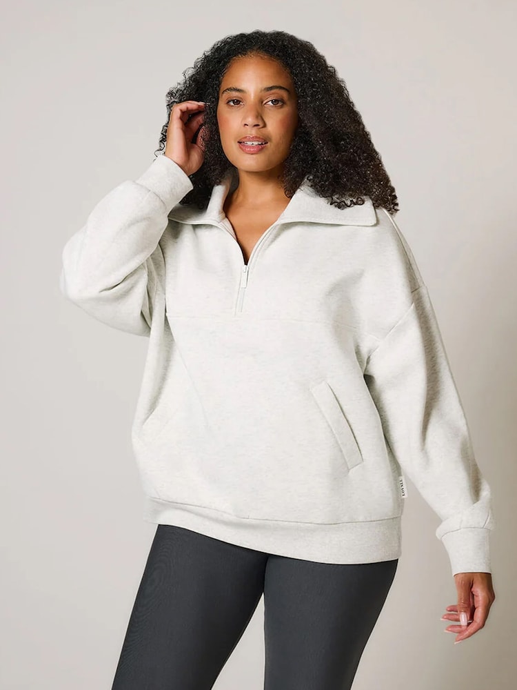 LOVALL Grey Oversized ALL SZN 1/4 Zip Sweatshirt - Image 1 of 5 LOVALL Grey Oversized ALL SZN 1/4 Zip Sweatshirt - Image 1 of 5