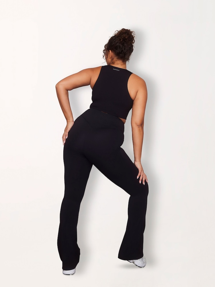LOVALL Black Empower High Waisted Flare Leggings - Image 2 of 7