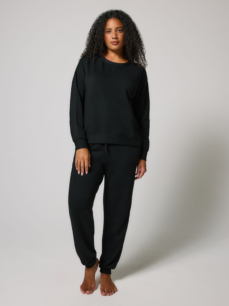 LOVALL Black Luxe Lounge Joggers and Sweatshirt Set - Image 1 of 5