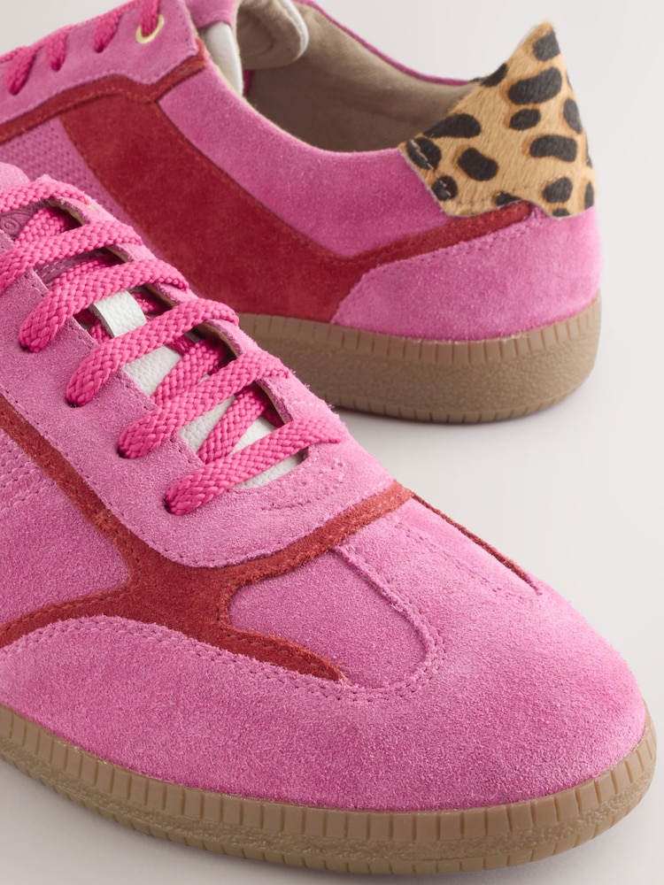 Never Fully Dressed Red/Pink Leather Slim Sole Lace Up Trainers - Image 5 of 5 Never Fully Dressed Red/Pink Leather Slim Sole Lace Up Trainers - Image 5 of 5