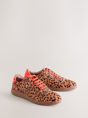 Leopard - Never Fully Dressed Leather Slim Sole Lace Up Trainers - Bild 2 von 5