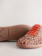 Leopard - Never Fully Dressed Leather Slim Sole Lace Up Trainers - Bild 4 von 5