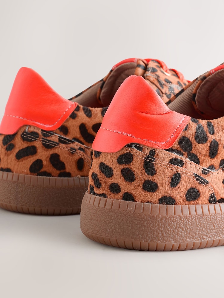 Never Fully Dressed Leopard Leather Slim Sole Lace Up Trainers - Image 4 of 4 Never Fully Dressed Leopard Leather Slim Sole Lace Up Trainers - Image 4 of 4